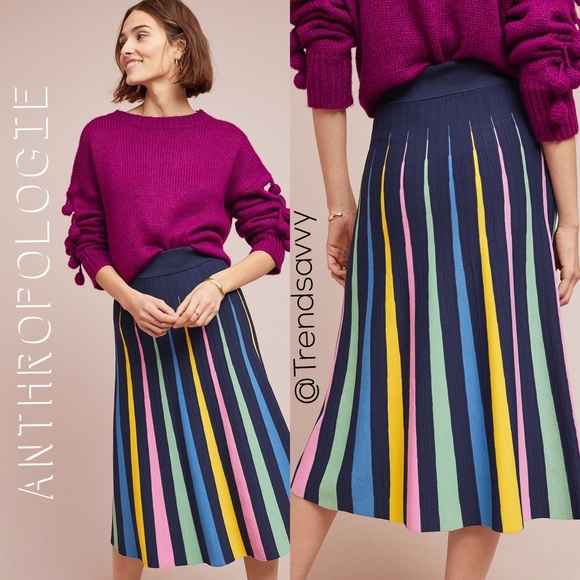 Anthropologie Dresses & Skirts - NWT ANTHROPOLOGIE RAINBOW PLEATED CONTRAST SKIRT